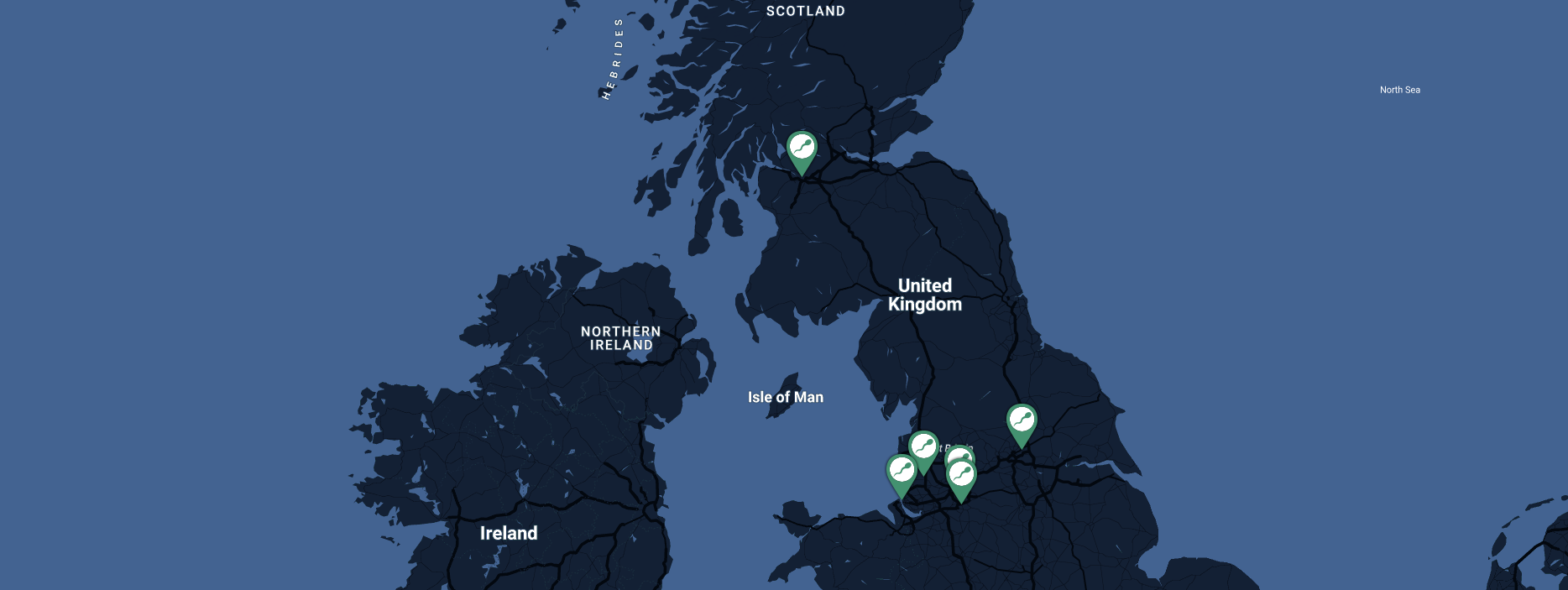 Map of UK showing Semovo locations