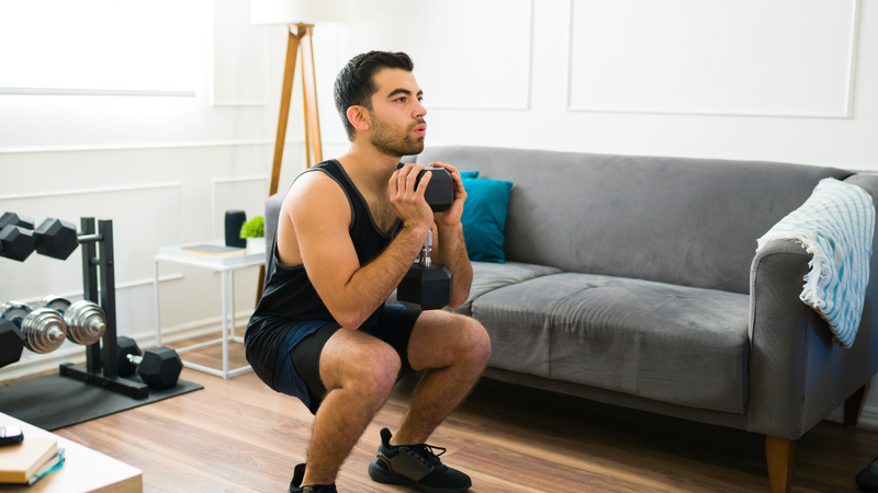 Semovo sperm donor working out in his front room